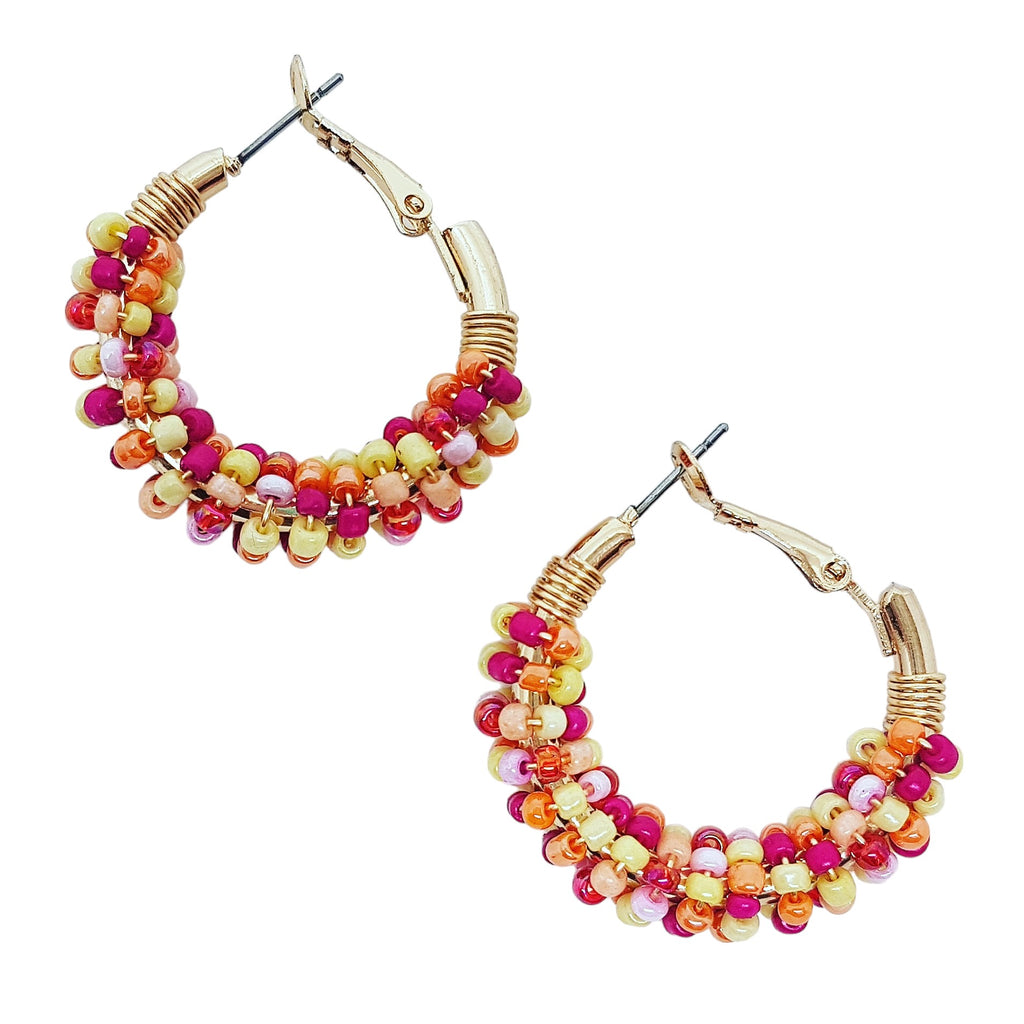 freya | beaded indie hoop earrings