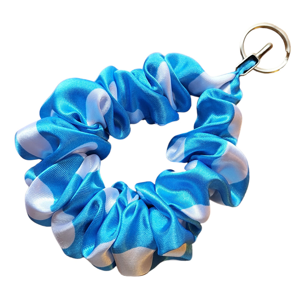 bubbles | satin scrunchie keychain wristlet