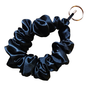 onyx | satin scrunchie keychain wristlet